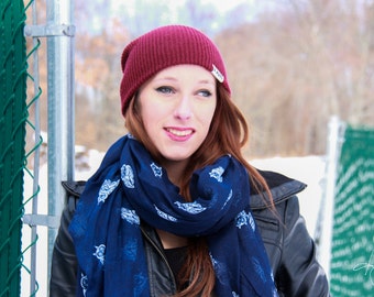 Navy Blue Owl Scarf