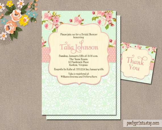 Printable Shabby Chic Wedding Invitation Templates