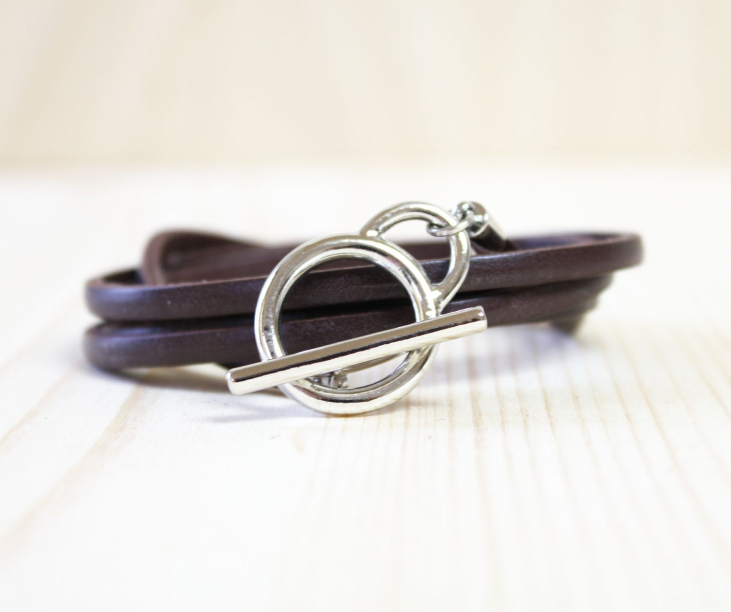 Leather String Wrap BraceletDark Brown