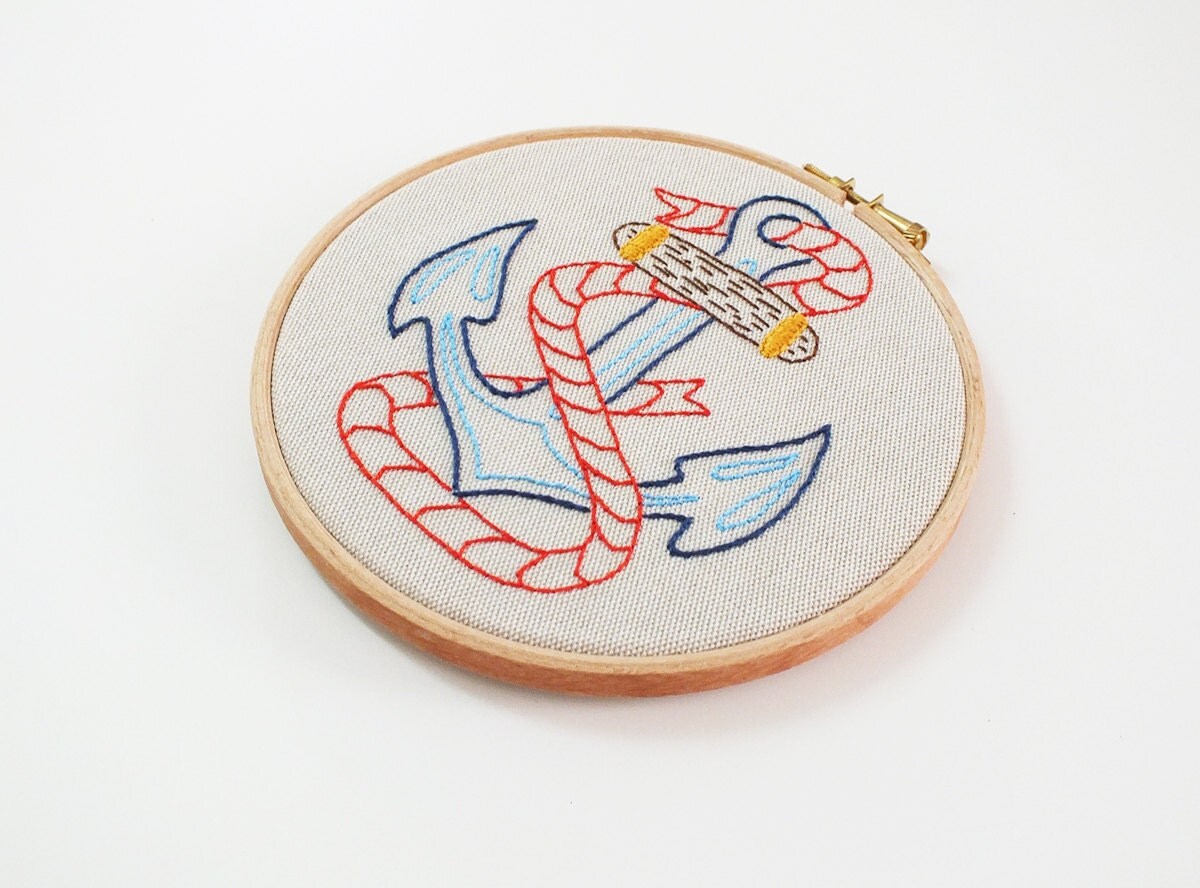 Embroidery Hoop art Nautical décor Hand embroidery by buligaia
