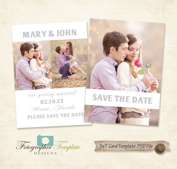 Items Similar To Save The Date Photo Card Template Photography Templates Ab007 On Etsy Save The Date Templates Etsy