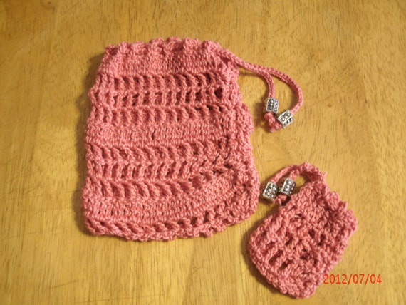 Items similar to hand crocheted Tarot card bag, 100% ...