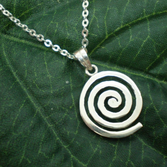 Sterling Silver Single Spiral Necklace Pendant Ancient
