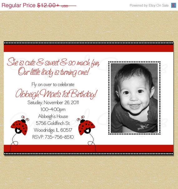 10% OFF SALE Ladybugs with Polka Dot Birthday Invitation Il_570xn