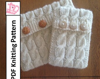 PDF KNITTING PATTERN, cable knit pattern in two sizes - sleeve, cover, case for iPad Mini, Kindle Fire , Nook, E Reader, tablet, iPad