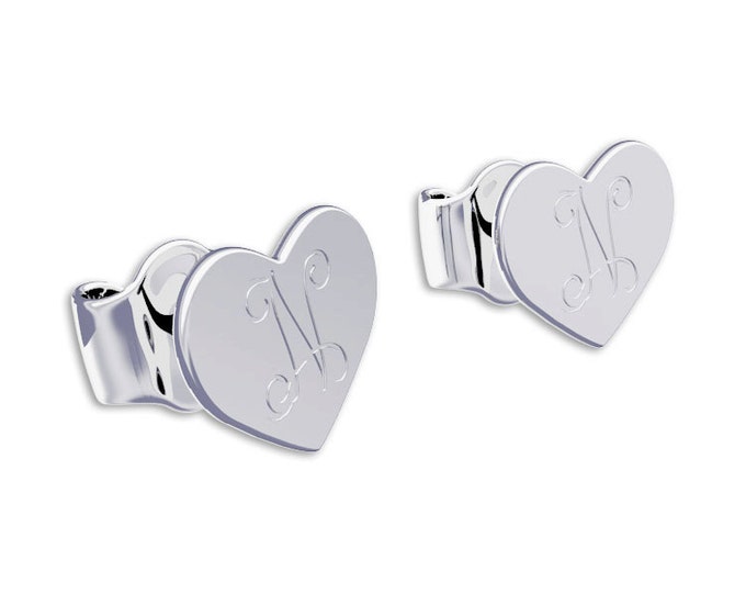 Monogram earrings Personalized Name Silver Earrings, letter earrings initial earring, nameplate earrings, bridesmaid earrings