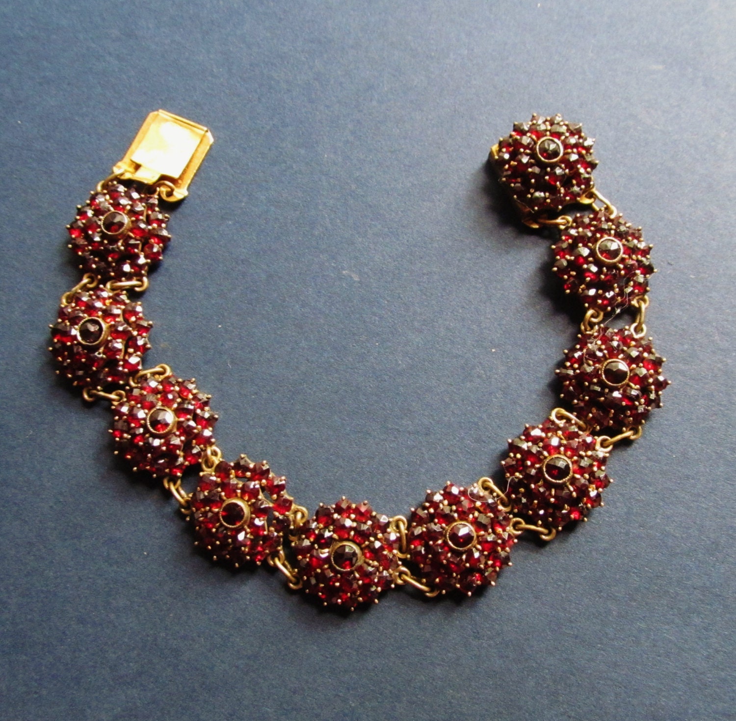 Antique Bohemian Garnet Bracelet Jewelry Marked Germany