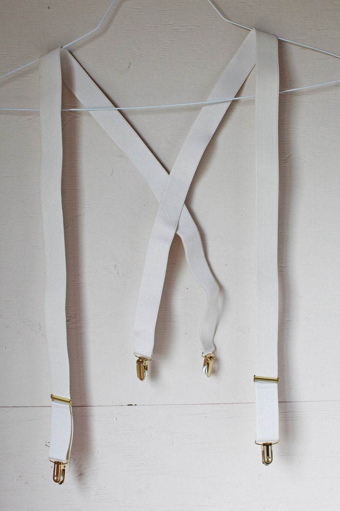 Men’s Vintage White Suspenders