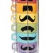 LAST ONE - Pastel Design Multi Color Mustache Coffee Mugs set - set of 6 stackable mugs and chrome holder