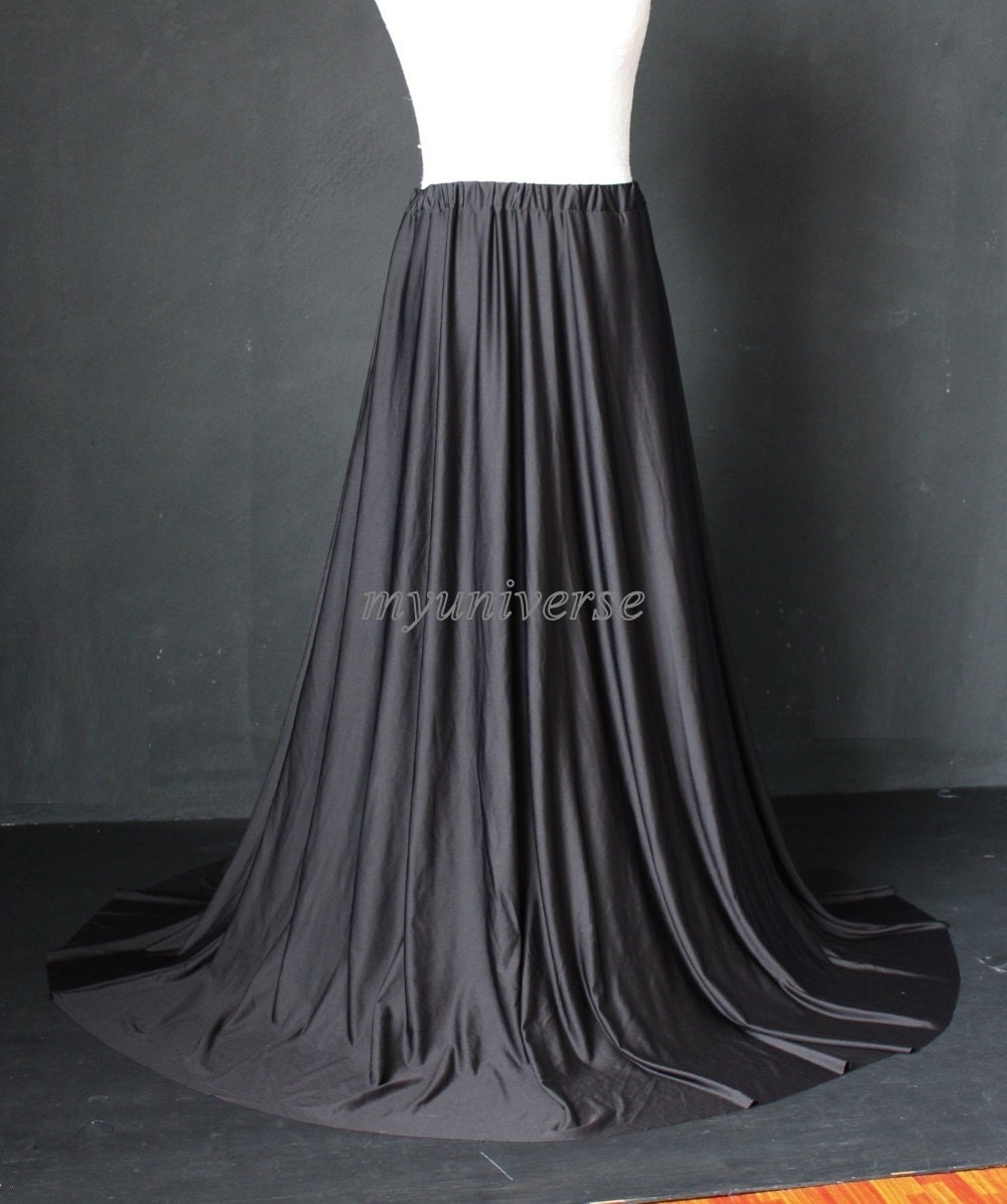 Black Maxi Skirt Full Length Skirt Long Skirt Jersey by myuniverse