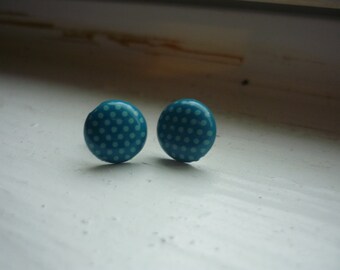 Bright blue polka dot earrings