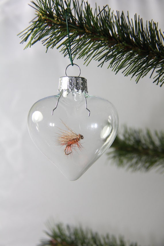 Heart shaped Fly Fishing Ornament