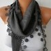ON SALE - Gray Scarf - Spring Scarf Pashmina Scarf - Cowl with Lace Edge - best selling item scarf Women's Fashion Accessories