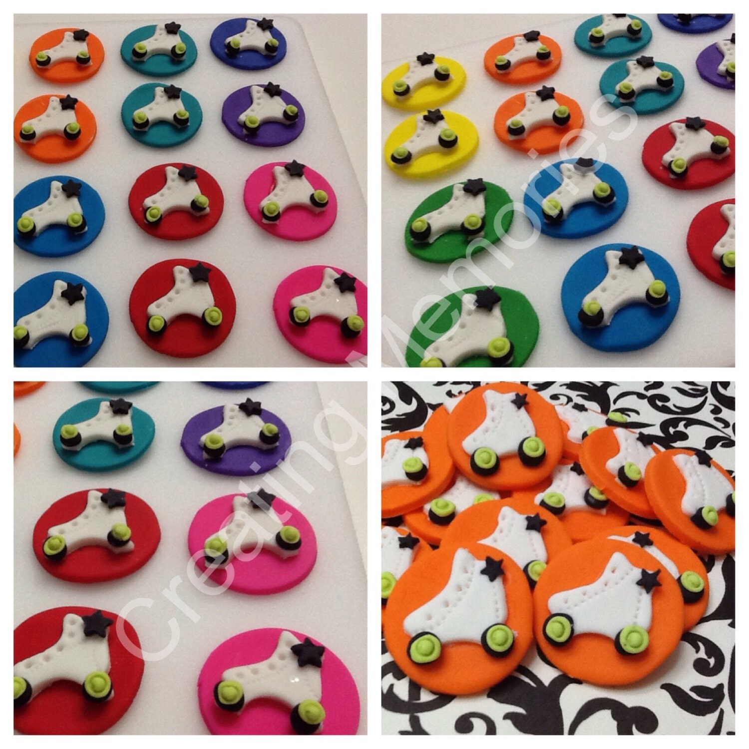 12 EDIBLE ROLLER SKATES Cupcake toppers any color for