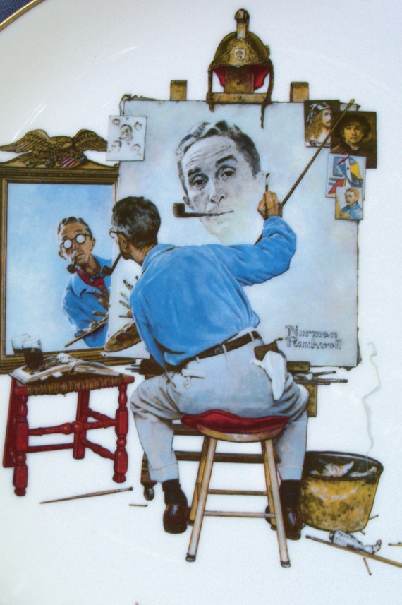 Plate Norman Rockwell Self-Portrait Mid Century