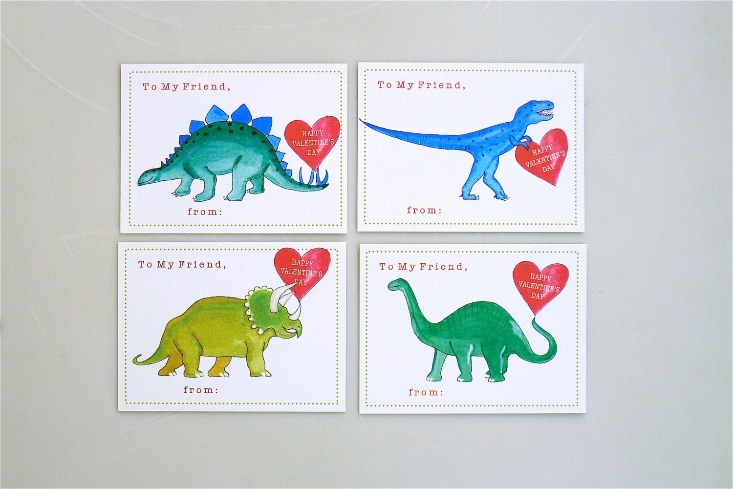 PRINTABLE Dinosaur Valentine cards for kids school valentine