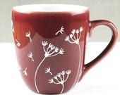 Hand Painted Porcelain Cup, Dandelions design, Tea Mug, Coffee Mug, Gift Idea for Tea lovers, Coffee lovers