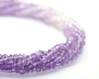 Amethyst Micro Faceted Rondelles Set of 20 Shaded Lavender Purple Semi Precious Gemstones February Birthstone