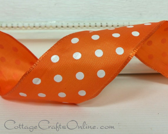wired polka dot ribbon 1 1 2 orange with white polka wired polka dot ribbon 1 1 2 orange with white polka