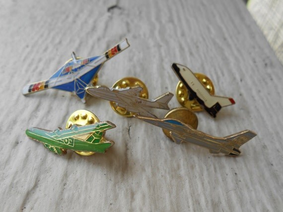 Vintage Aircraft Pins. Set Of 5. Lapel Pin By TreeTownPaper