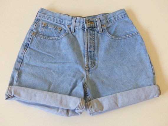 Vintage 80s 90s High Waist Waisted Denim Jean Shorts / Cuffed