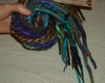 DE Dreads Accent Pack Set Of 12 PEACOCK DREADLOCKS Felted Double Ended Dreads Wool Festival Tribal Faery Pixie Elf Pirate Faery Dreads Psy