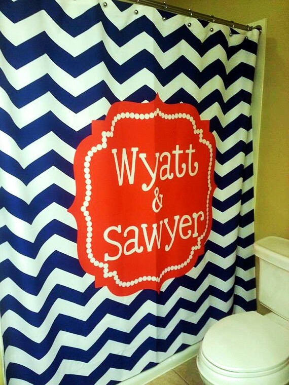 Items Similar To Personalized Monogrammed Custom Chevron Shower Curtain