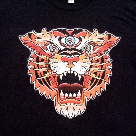 Third Eye Tiger psychedelic art lot tee shirt original