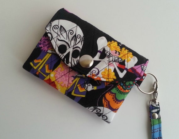 Vera Bradley style ID WalletKey Chain in a Day of the Dead print