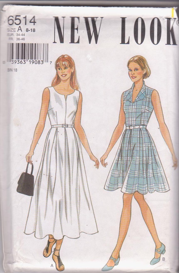 Sewing pattern for sleeveless summer dress with pleated skirt