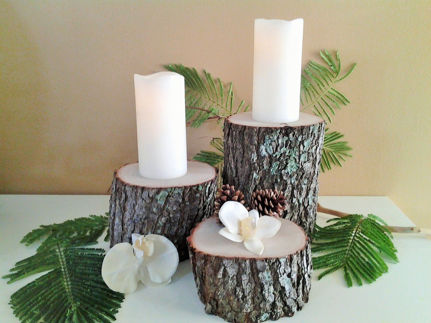 3 Rustic Tree stumps Thanksgiving decor Christmas decor