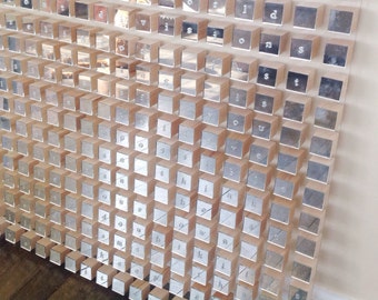 Modern word Geometric mirror wood cube wall art sculpture