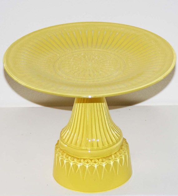 Yellow Cake Stand Shabby Chic Vintage Reclaimed by RedEggBoutique