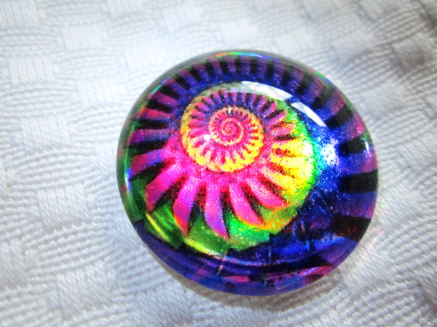 Glass cabochon for jewelry making handmade foiled reflective