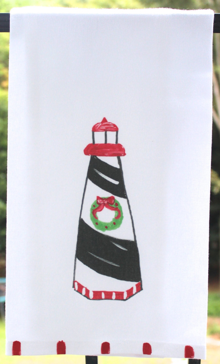 Christmas Lighthouse Nautical Tea Towel