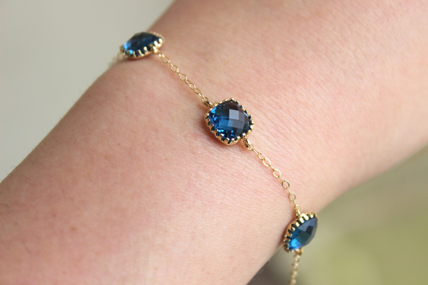 sapphire-bracelet-gold-plated-navy-blue-bracelet-bridesmaid