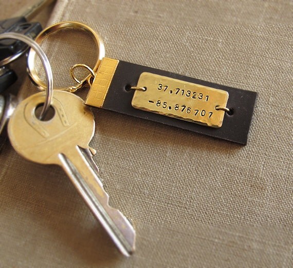 Personalized Gold Keychain for men Men's Key chain. by MensGift