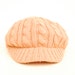 Cable knit hat, vintage slouchy style with brim tan / beige, unisex.