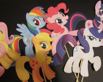 Set of 6 My Little Pony Sticks DIY Centerpiece Birthday Party