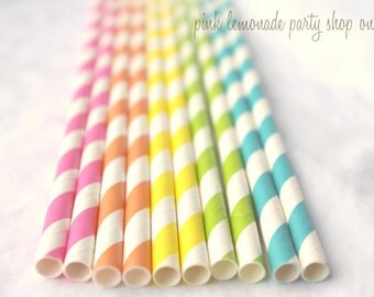 RaiNBoW Pack-BRiGHTs- Stripes--Paper Straws--25ct with Free Printable diy Flags