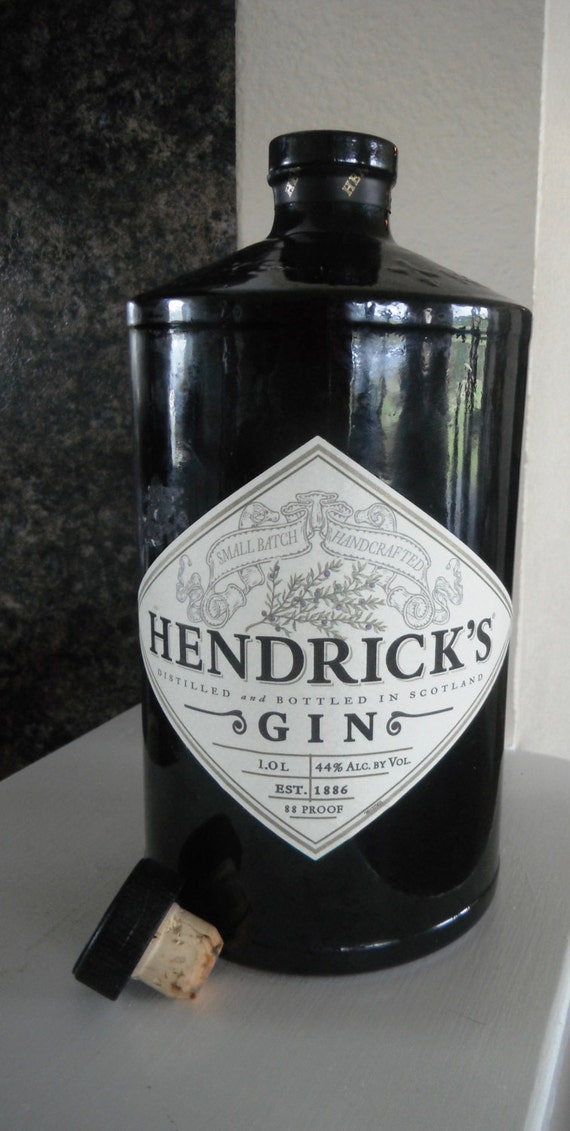 TWO Empty Hendricks Gin Black Bottles With Corks.