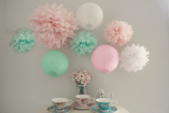 Mint Pink Wedding Decoration mint wedding,Blush Pink Birthday Decor,Mint Decor,Mobile Decor,Reception,Baby Shower,Bridal Shower Il_570xn