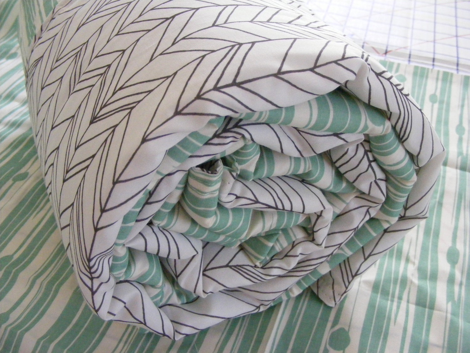 Baby Bedding Teal Woodgrain Woodland Feather Infant or Toddler