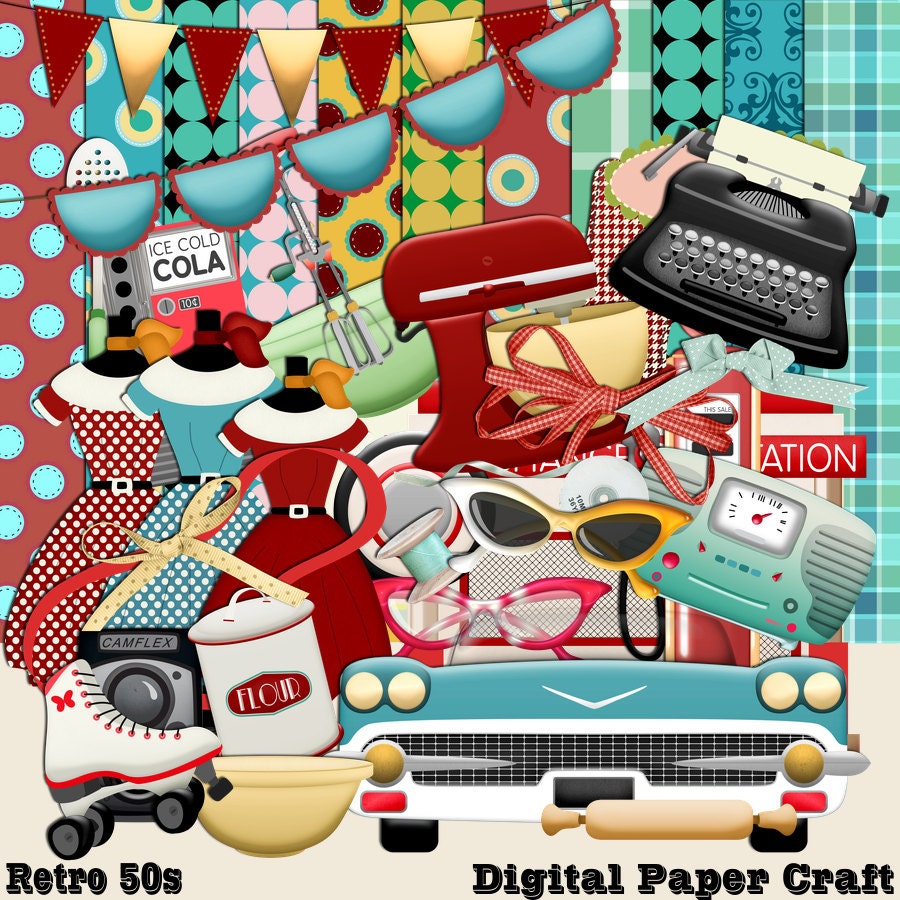 Retro scrapbook 50s scrapbook Scrapbooking Kit 1950's