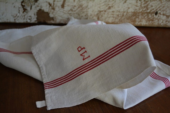 Monogramm geschirrtuch antike französische von fortheloveoffrance