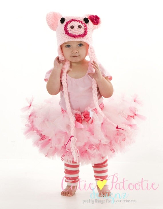 Sale Petti Tutu Skirt - Halloween or Birthday Pig Costume - Pink - Squiggly Piggly - 3-4 Toddler Girl - Cutie Patootie Designz Il_570xn