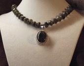 XMAS in JULY Mystic Labradorite Pendant Silver Laboradite Beaded Necklace