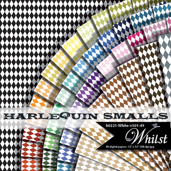 Harlequin digital paper small diamond background pattern mini harlequin scrapbooking : b0221 White v301 49C Il_570xn