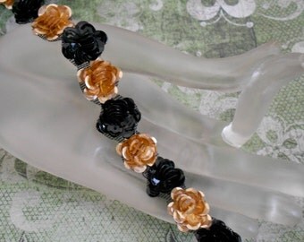 Gold and Black Floral Appliques