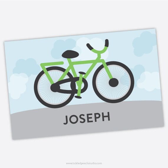 Personalized Childrens Placemat - Bicycle / Bike - laminated, double-sided Il_570xn